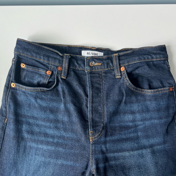 Re/Done Comfort Stretch High Rise Wide Leg Jeans in Barely Worn - Picture 5 of 7